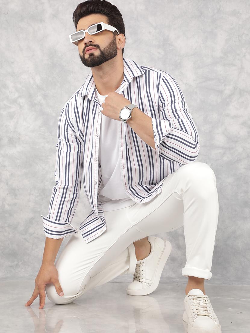 men white cotton casual shirt - 21517920 - Standard Image - 4