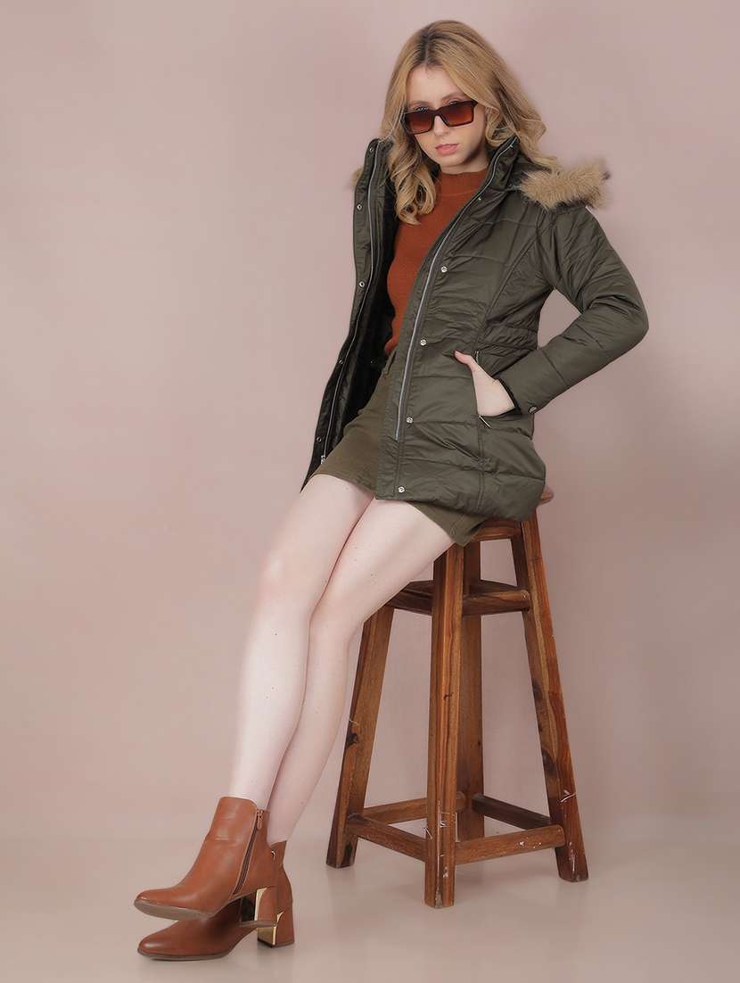 women solids long sleeves quilted jacket - 21517951 - Standard Image - 4