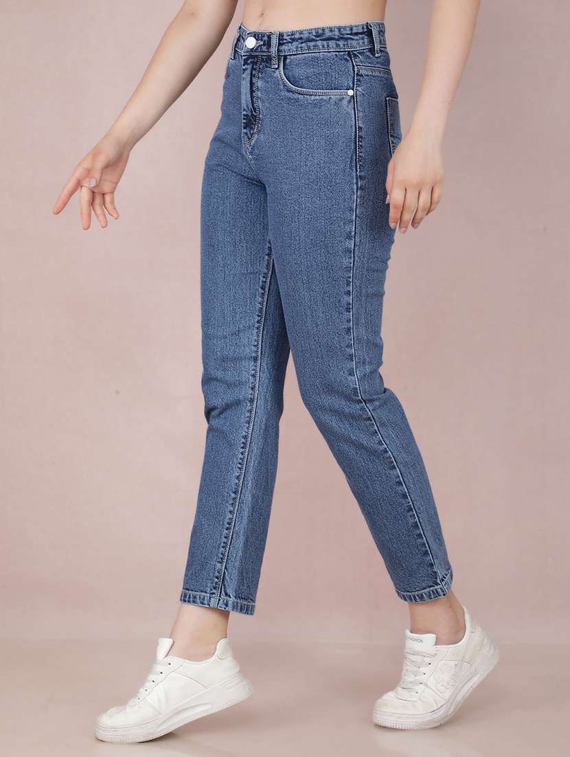 women blue straight fit jeans - 21517969 -  Standard Image - 1