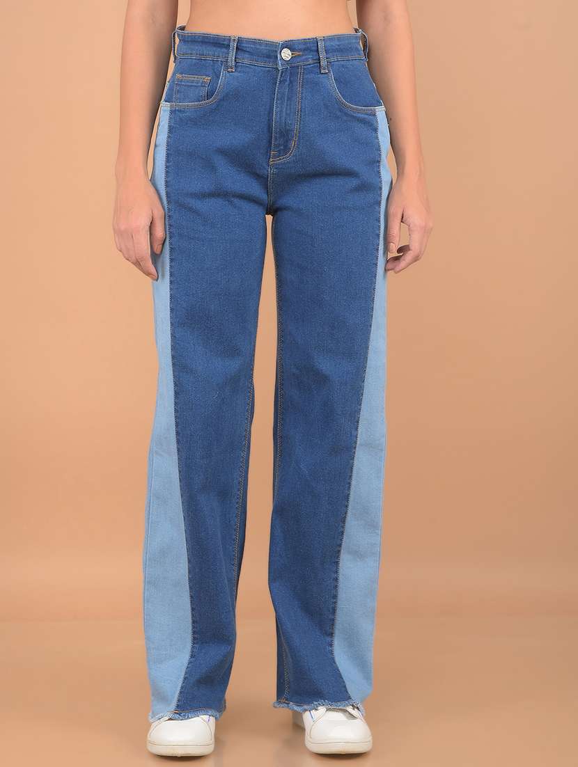 women blue wide leg jeans
