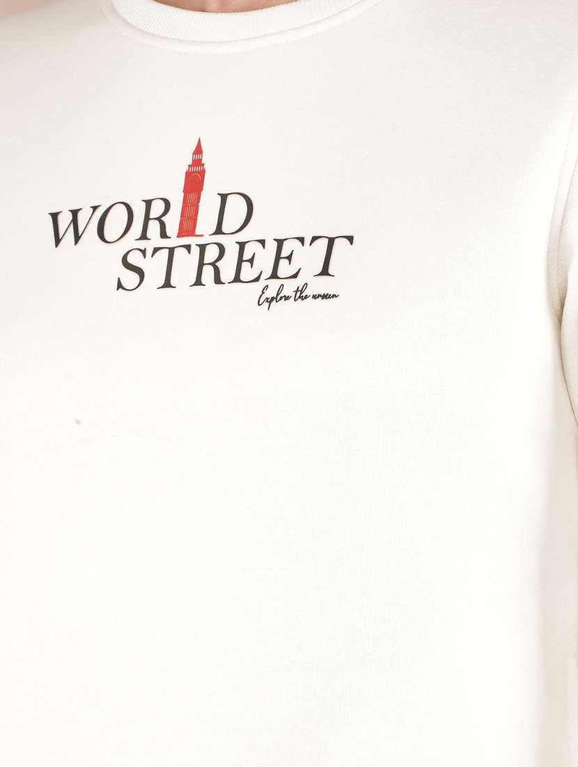 women white cotton blend chest print sweatshirt - 21517987 -  Standard Image - 6