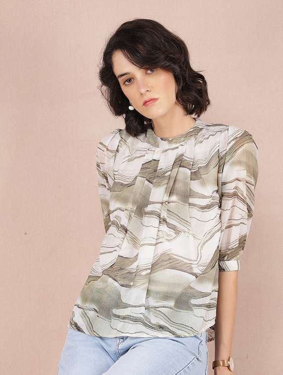 women white polyester regular top