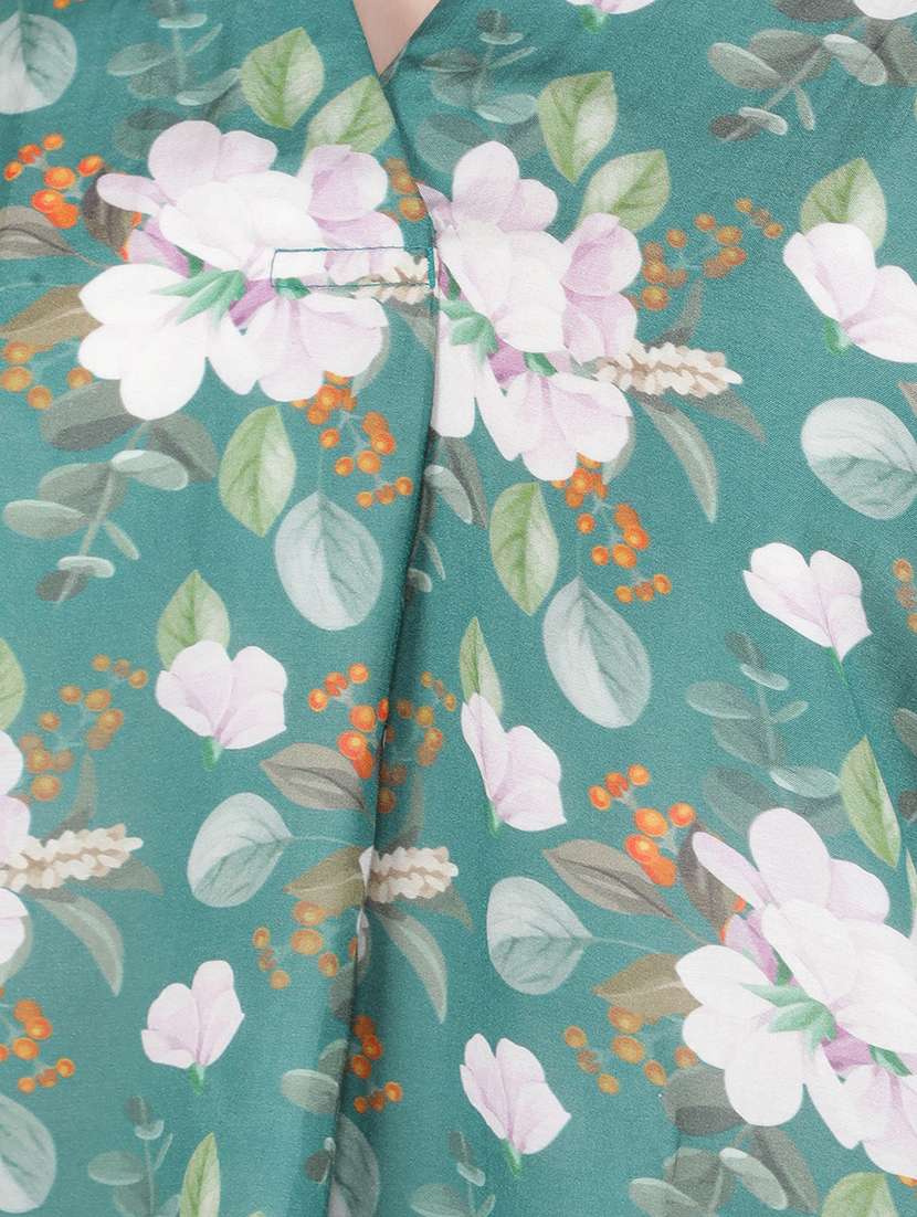women floral printed three fourth sleeve mandarin neck top - 21517997 -  Standard Image - 6