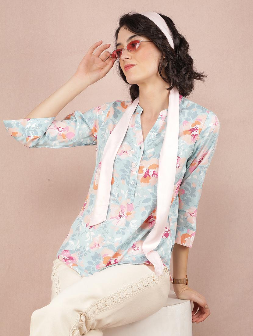 women purist blue viscose regular top - 21518008 - Standard Image - 1