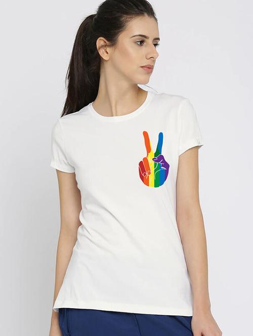 women white placement print t-shirt - 21518014 -  Standard Image - 0