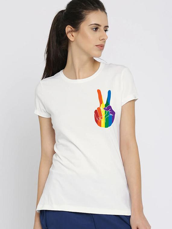 women white placement print t-shirt - 21518014 -  Zoom Image - 0