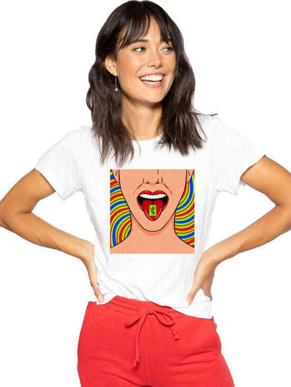 women white front print t-shirt - 21518029 -  Standard Image - 1