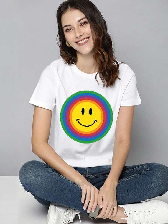 women white front print t-shirt - 21518041 -  Standard Image - 1