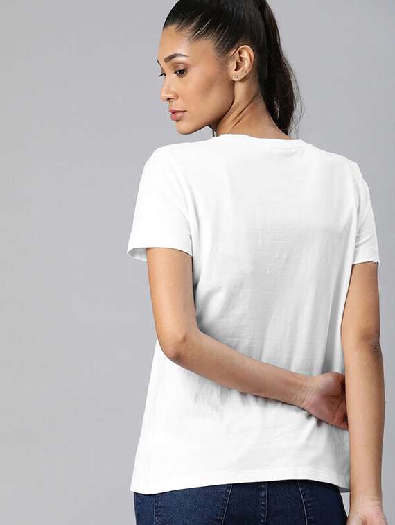 women white front print t-shirt - 21518047 -  Standard Image - 1