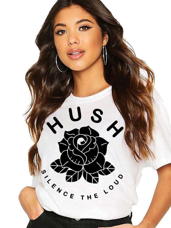 women white front print t-shirt - 21518061 -  Standard Image - 1