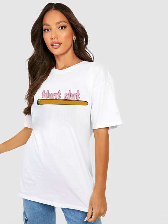 women white cotton blend chest print t-shirt - 21518081 -  Standard Image - 1