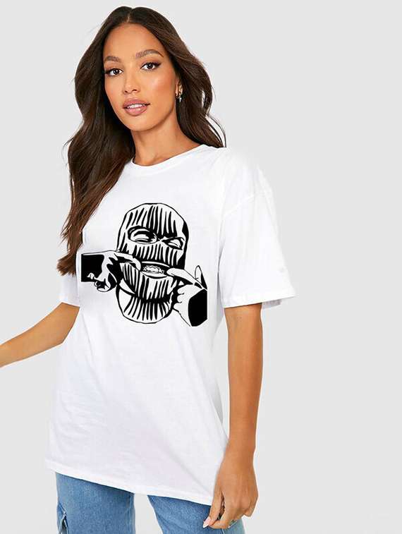 women white cotton blend front print t-shirt - 21518093 -  Standard Image - 1