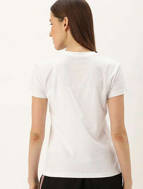 women white cotton blend front print t-shirt - 21518096 -  Standard Image - 1