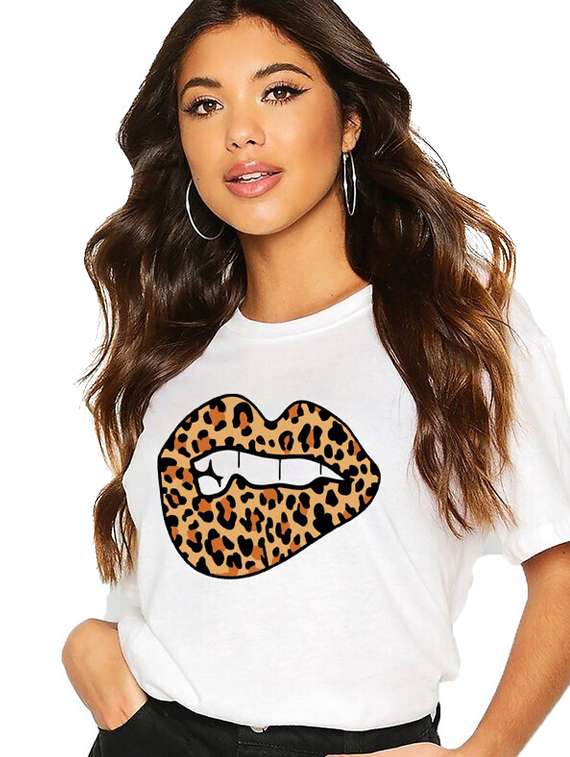women white cotton blend front print t-shirt - 21518098 -  Standard Image - 1