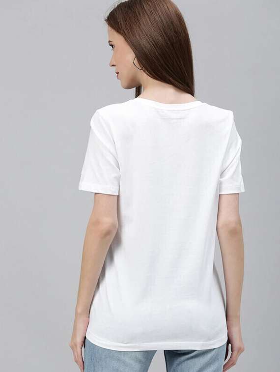 women white cotton blend front print t-shirt - 21518100 -  Standard Image - 1