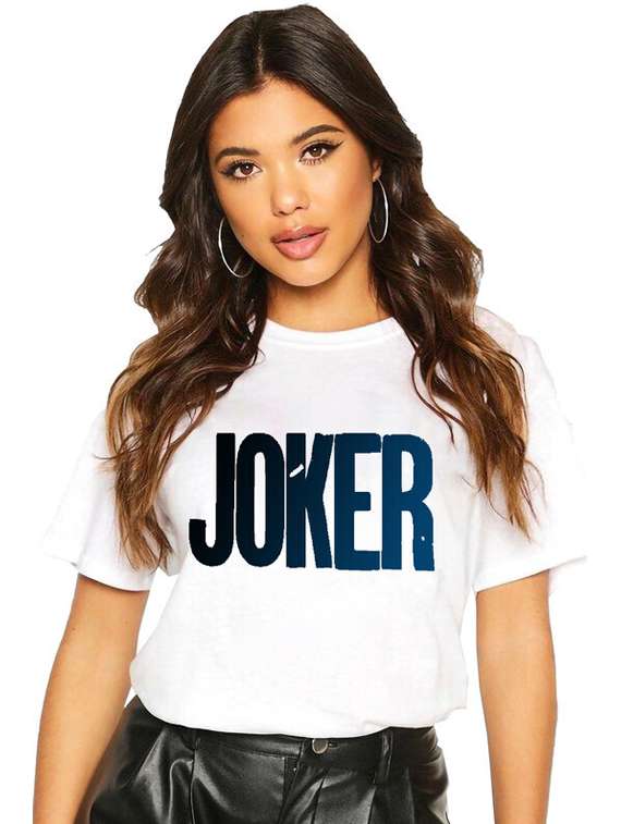 women white cotton blend front print t-shirt