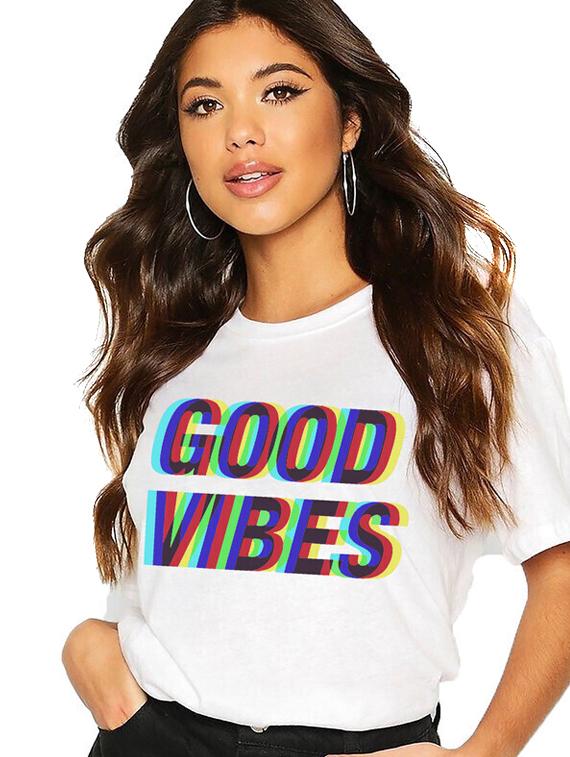 women white cotton blend front print t-shirt - 21518109 -  Standard Image - 1