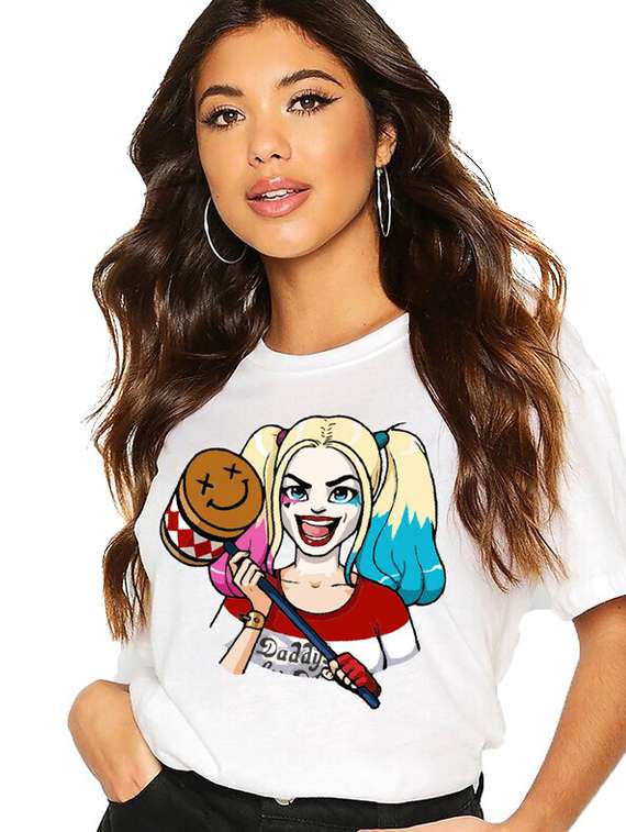 women white cotton blend front print t-shirt - 21518111 -  Standard Image - 1