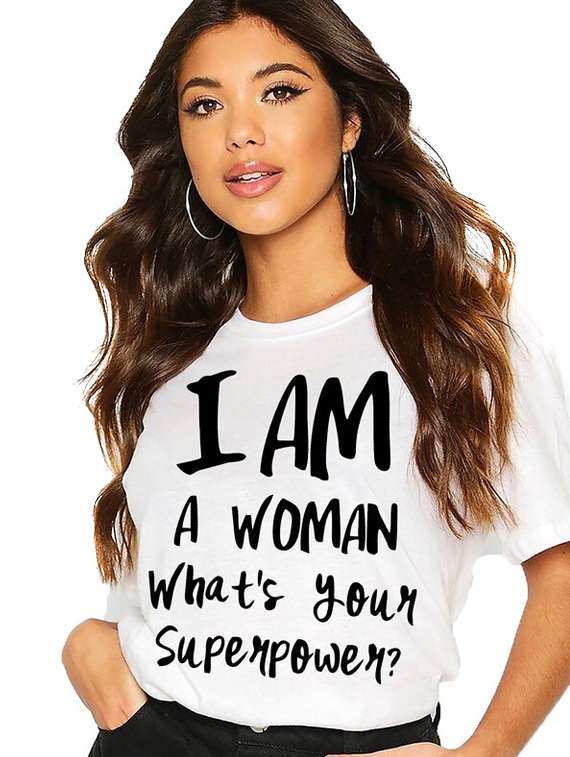 women white cotton blend front print t-shirt - 21518112 -  Standard Image - 1