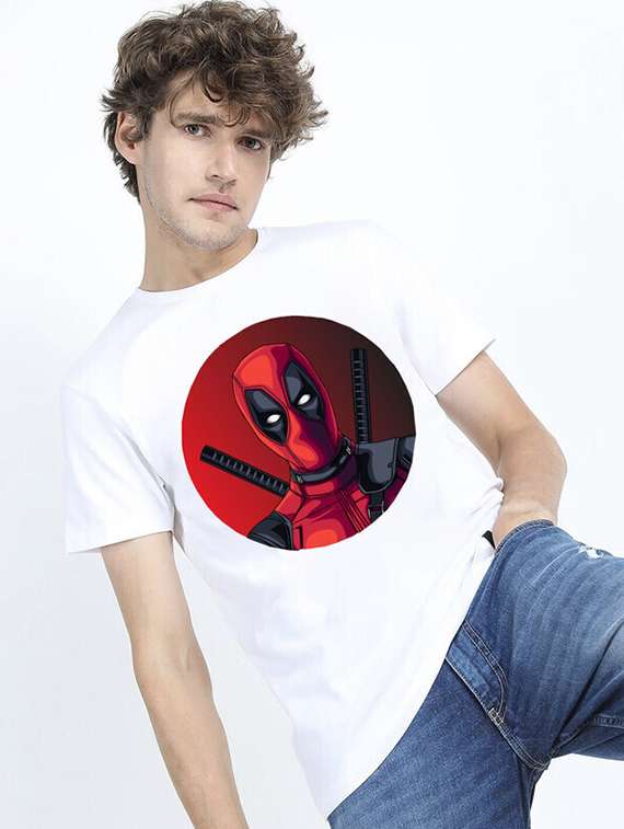 men white front printed t-shirt - 21518145 -  Standard Image - 1