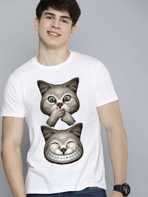 men white front printed t-shirt - 21518158 -  Standard Image - 1