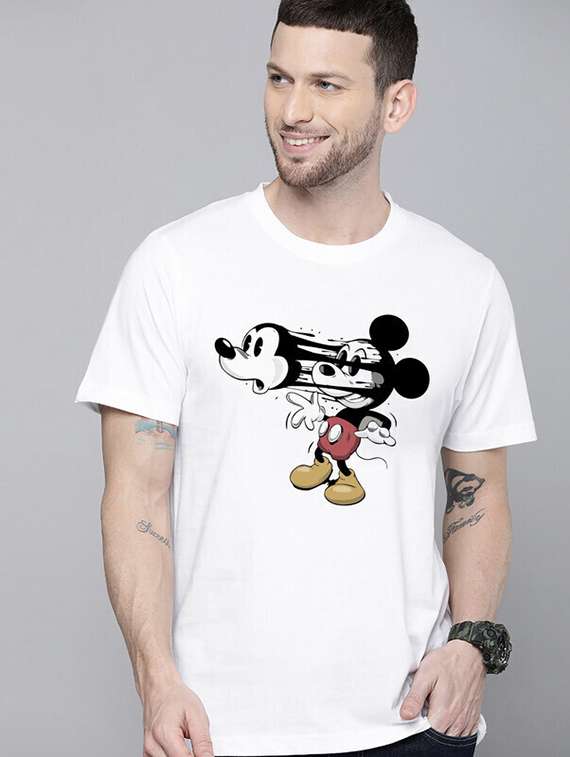 men white front printed t-shirt - 21518176 -  Standard Image - 1