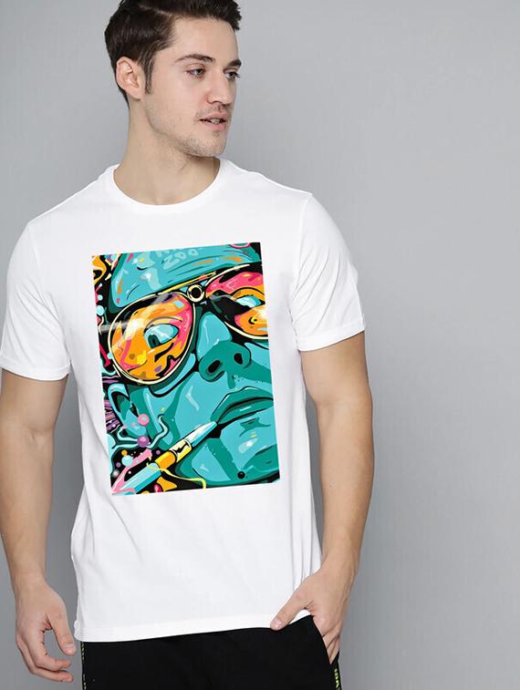 men white front printed t-shirt - 21518181 -  Standard Image - 1