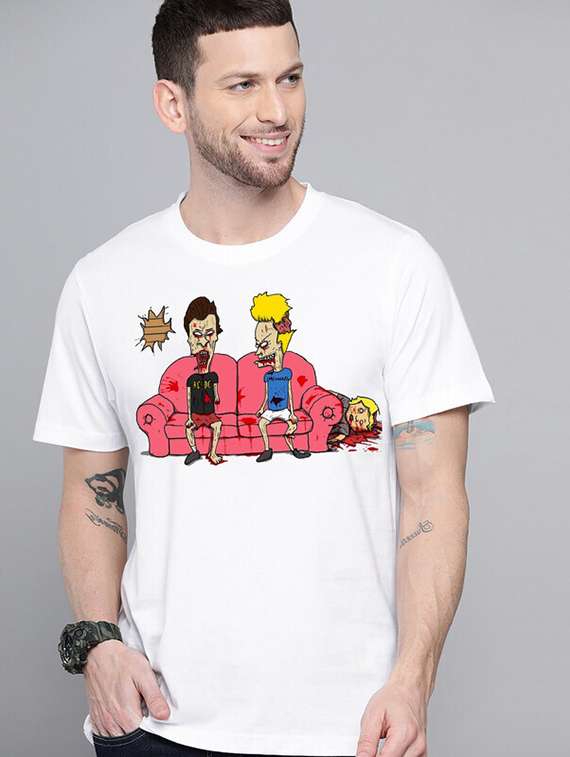 men round neck chest printed t-shirt - 21518190 -  Standard Image - 1