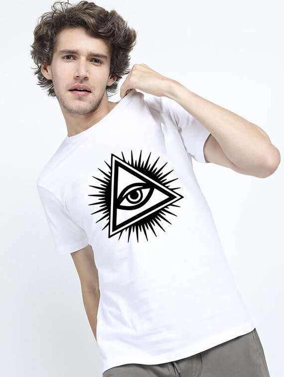men white front printed t-shirt