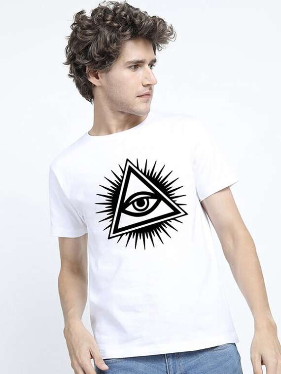 men white front printed t-shirt - 21518195 -  Standard Image - 1