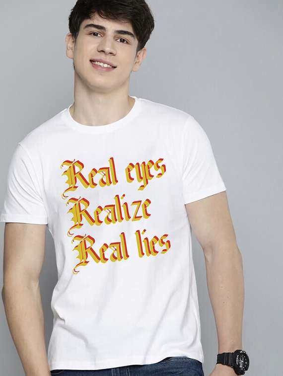 men white front printed t-shirt - 21518196 -  Standard Image - 1