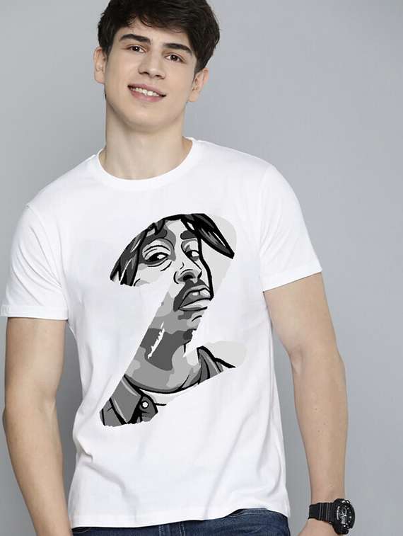 men white front printed t-shirt - 21518201 -  Standard Image - 1
