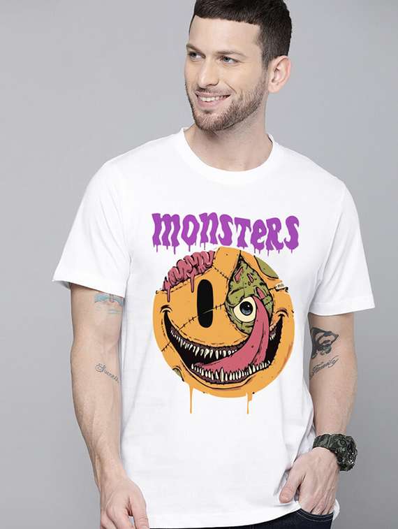 men white front printed t-shirt - 21518205 -  Standard Image - 1