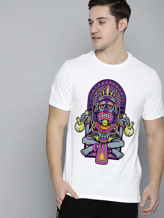 men white front printed t-shirt - 21518209 -  Standard Image - 1