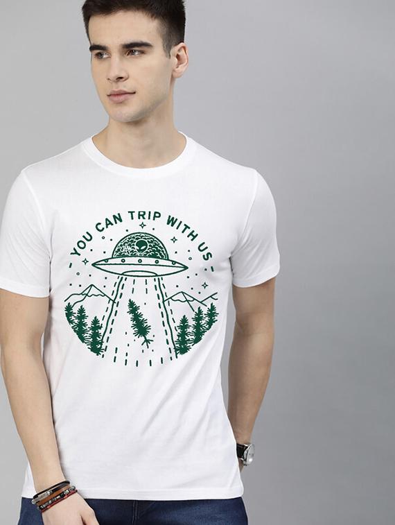 men white front printed t-shirt - 21518218 - Standard Image - 1