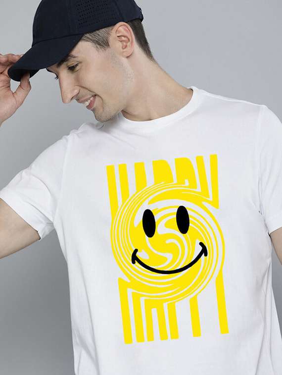 men white front printed t-shirt - 21518219 -  Standard Image - 1