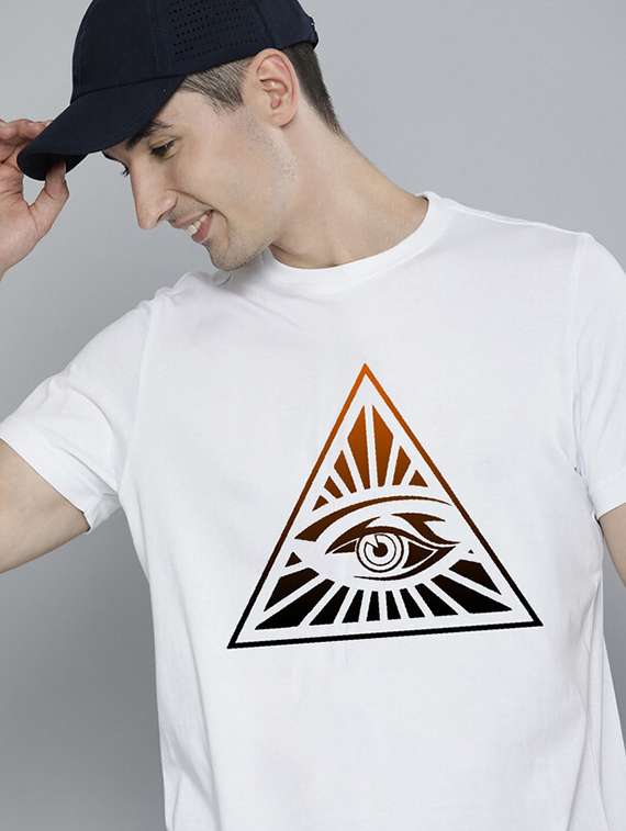 men white front printed t-shirt - 21518227 -  Standard Image - 1