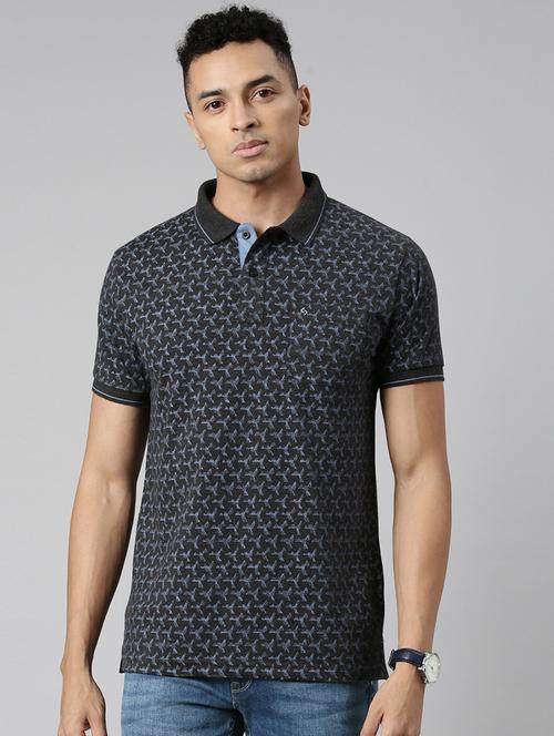 men polo neck all over print t-shirt - 21518319 - Standard Image - 0
