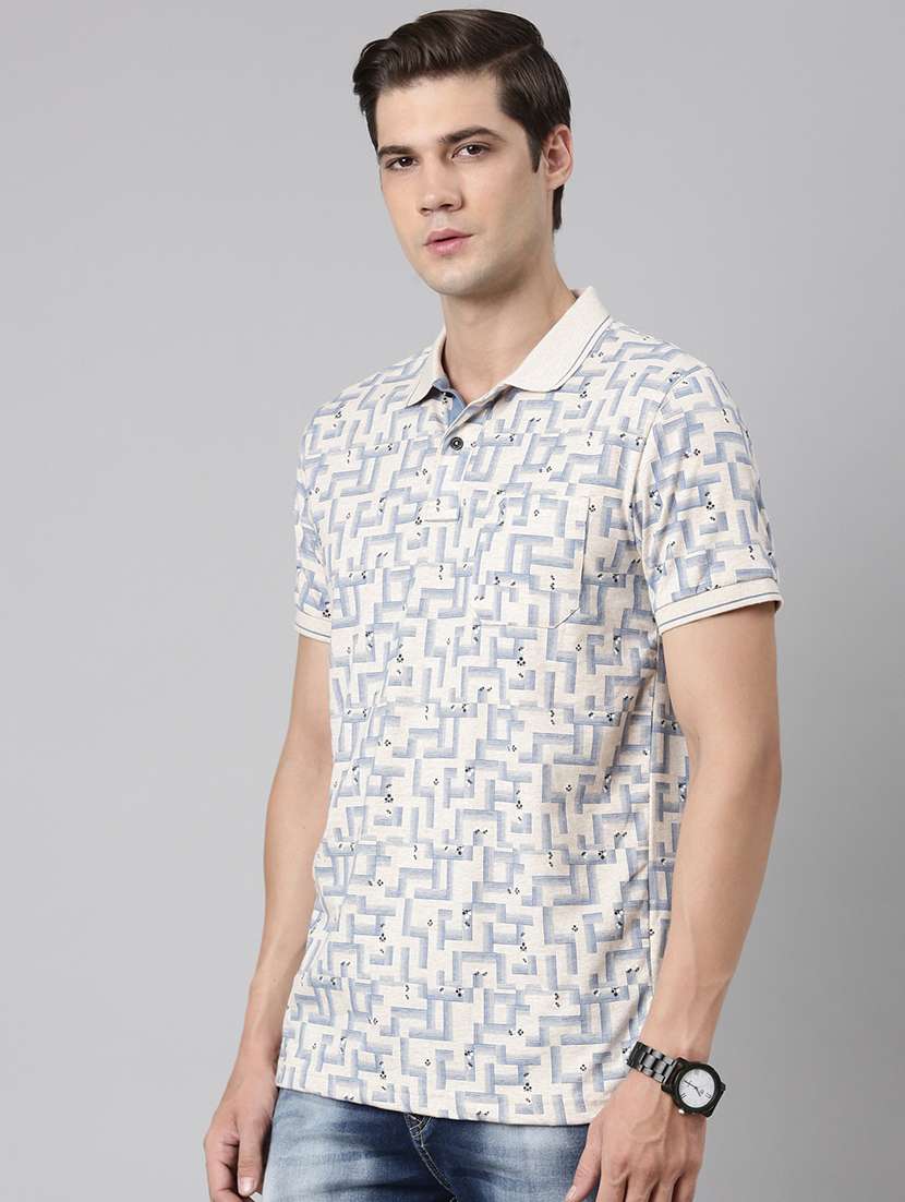 men polo neck all over print t-shirt - 21518326 -  Standard Image - 1