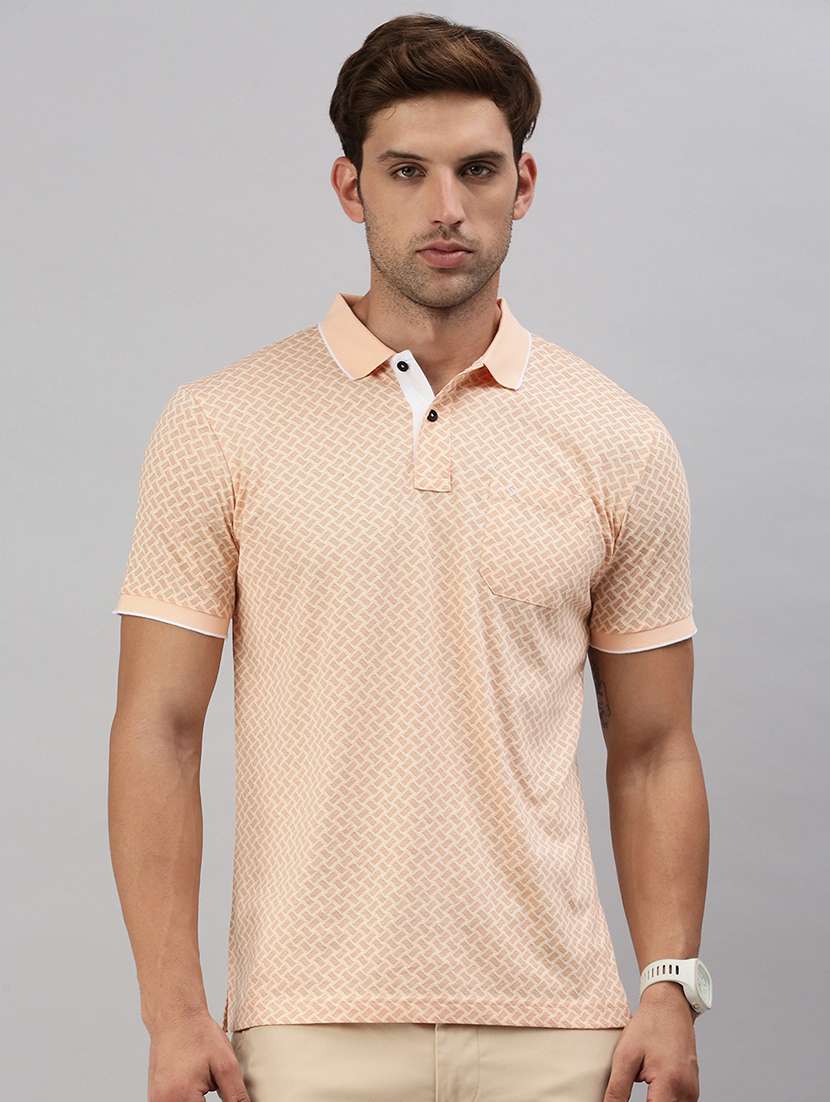 men polo neck all over print t-shirt
