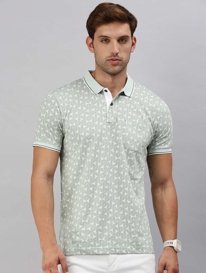 men polo neck all over print t-shirt