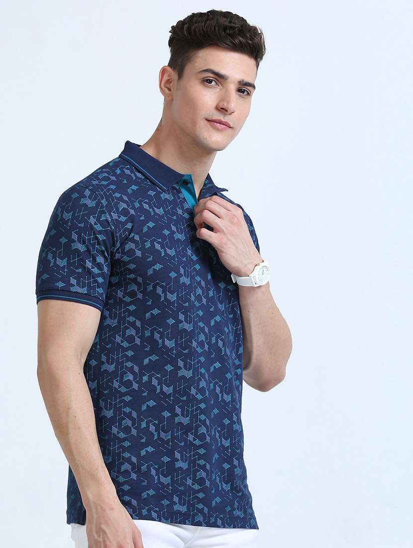 men polo neck all over print t-shirt - 21518384 -  Standard Image - 1