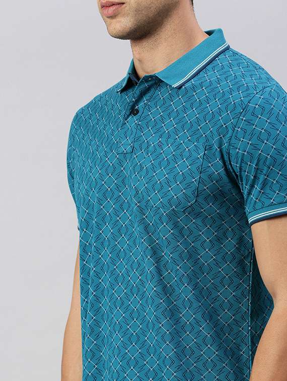 men polo neck all over print t-shirt - 21518388 -  Standard Image - 4
