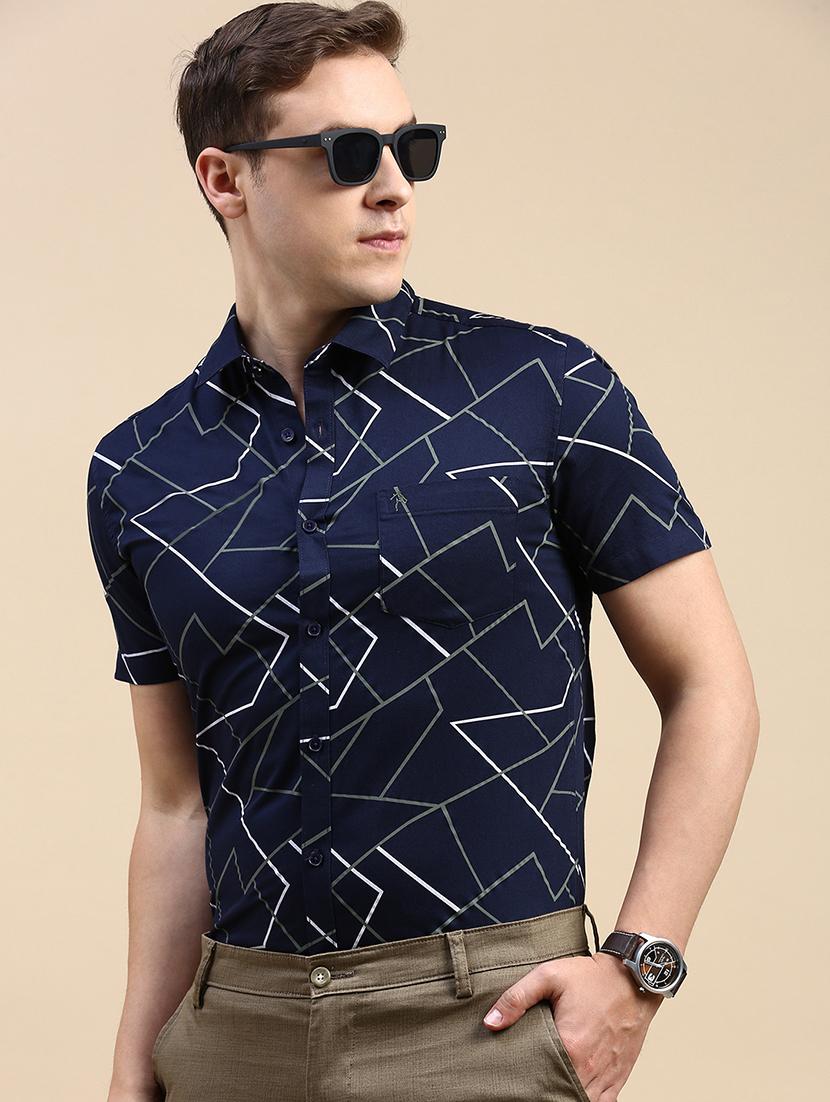 men navy blue cotton casual shirt - 21518453 - Standard Image - 1