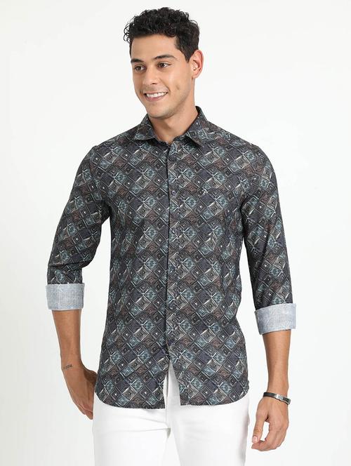 men printed long sleeve casual shirt - 21518459 - Standard Image - 0