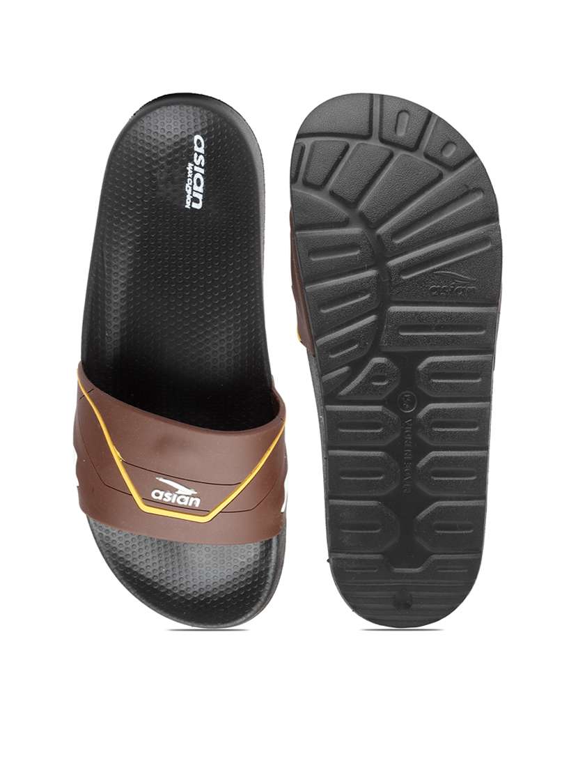 men brown open toe slider - 21518759 -  Standard Image - 4