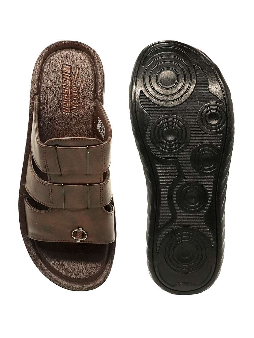 men brown slip on slippers - 21518828 -  Standard Image - 4