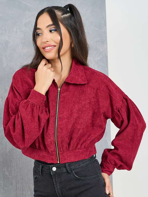 women red solid regular jacket - 21518877 - Standard Image - 0