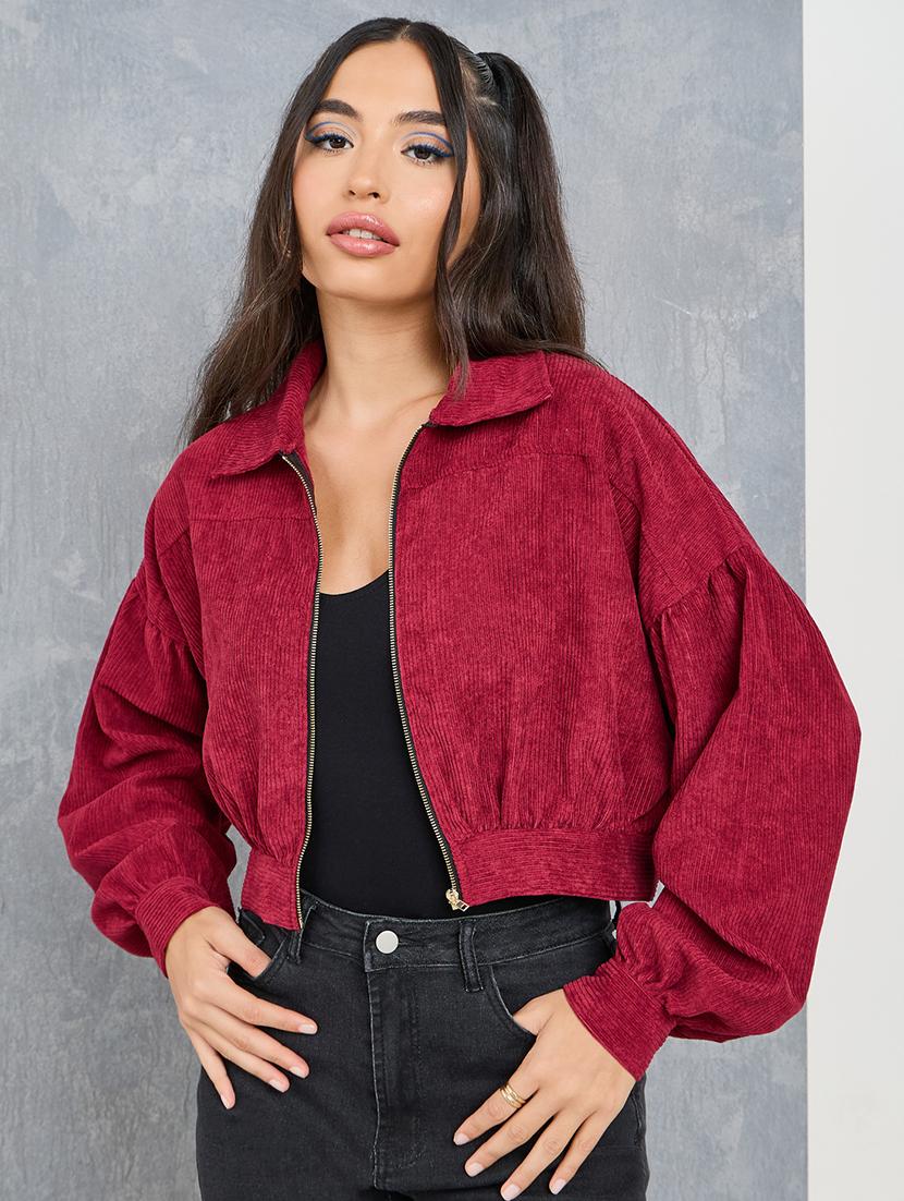 women red solid regular jacket - 21518877 - Standard Image - 1