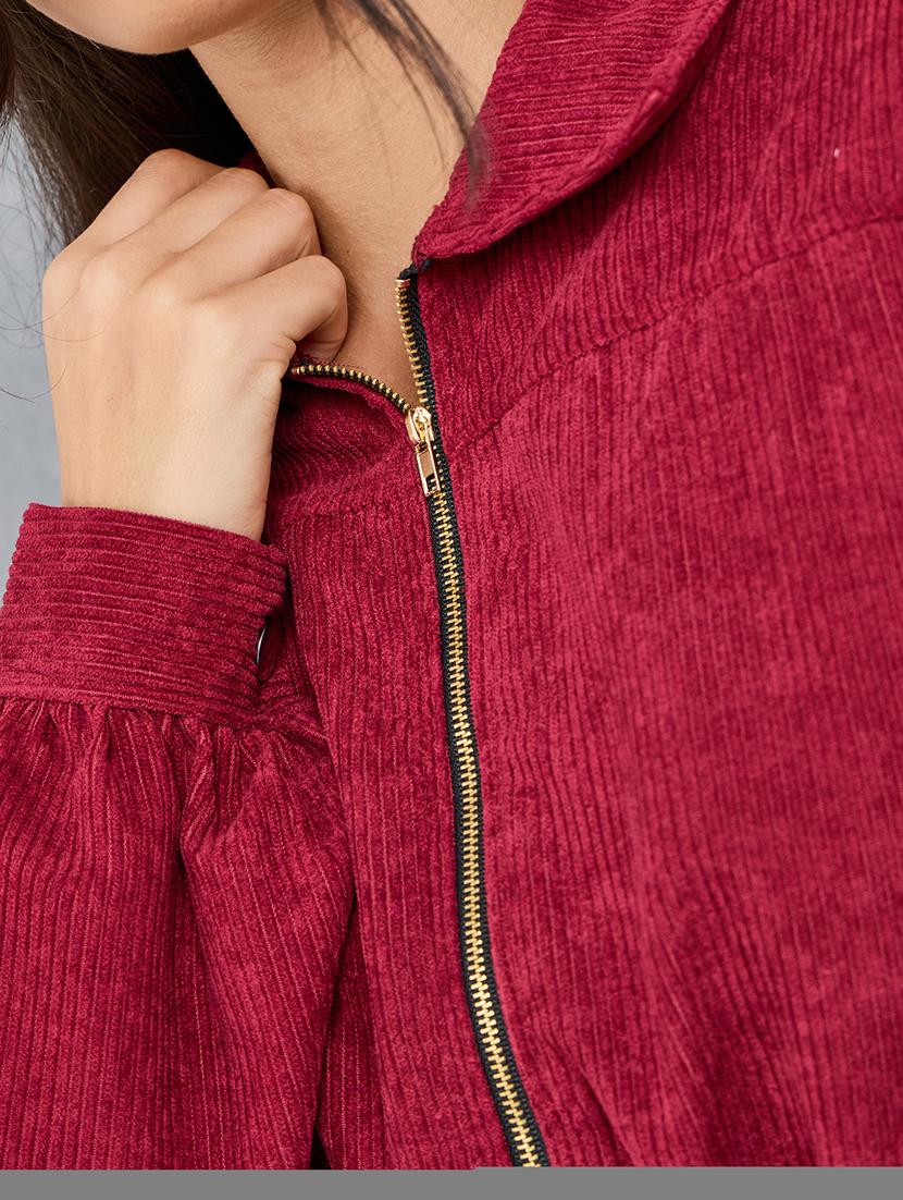 women red solid regular jacket - 21518877 - Standard Image - 4
